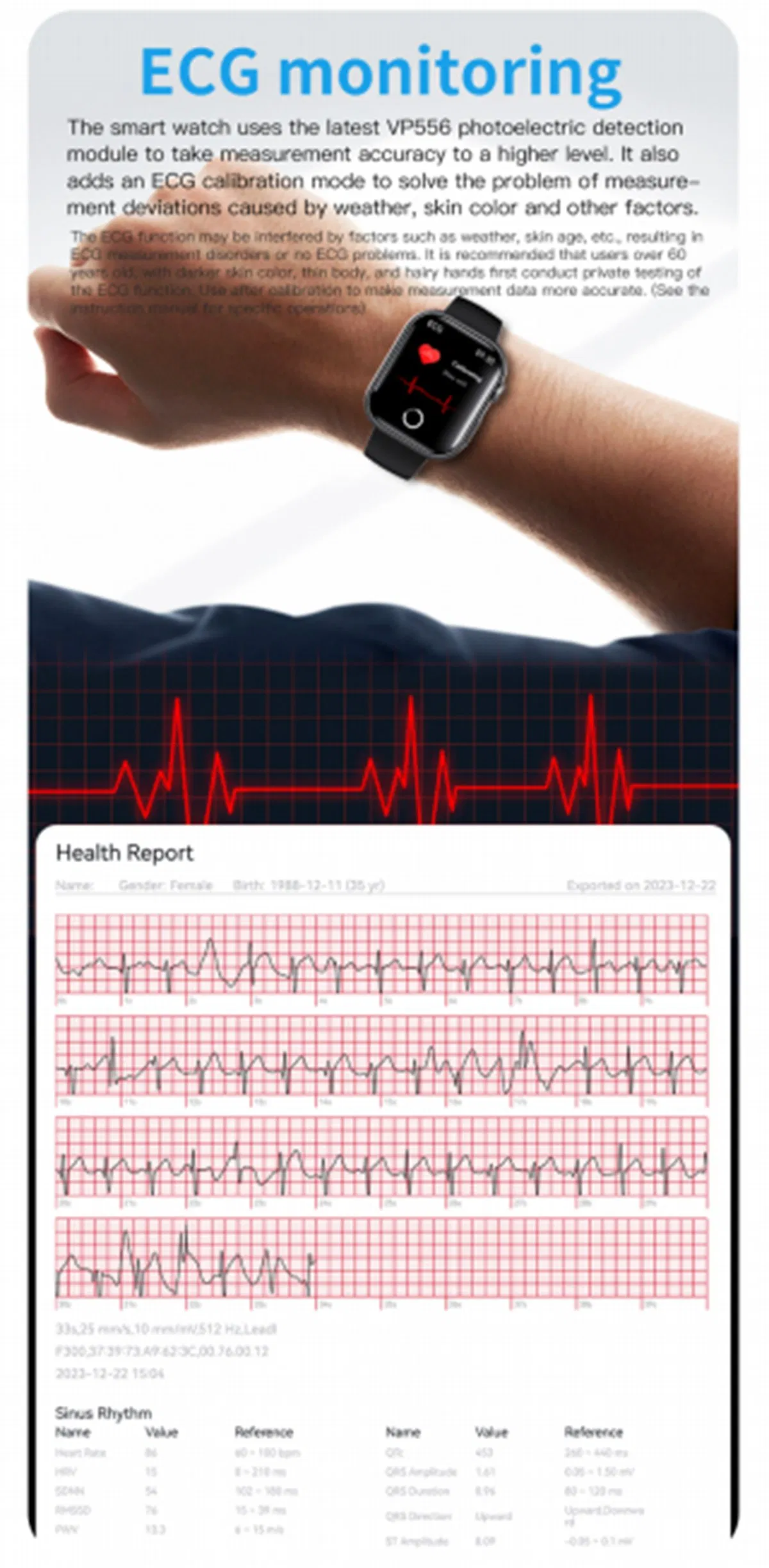 ECG Uric Acid Health Smart Watch