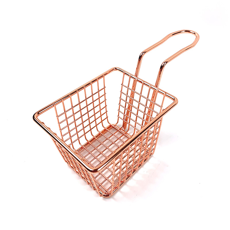 Gold French Fries Basket Stainless Steel Mini Fry Basket