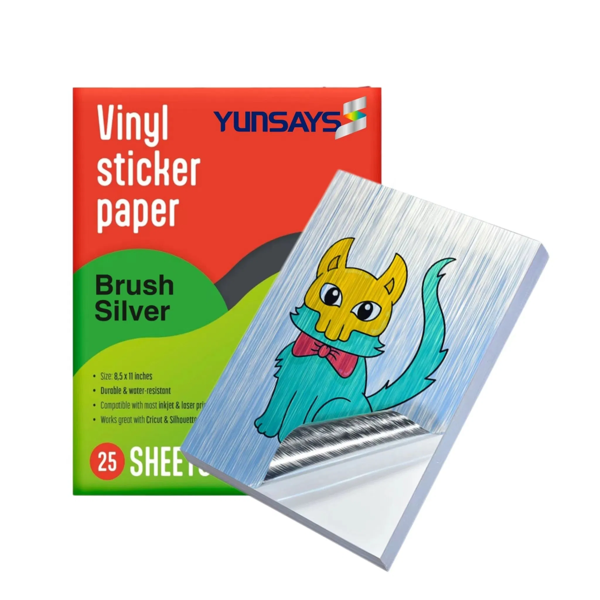 Digital Printing Waterbased Inkjet Brushed Silver Vinyl Label Sheets