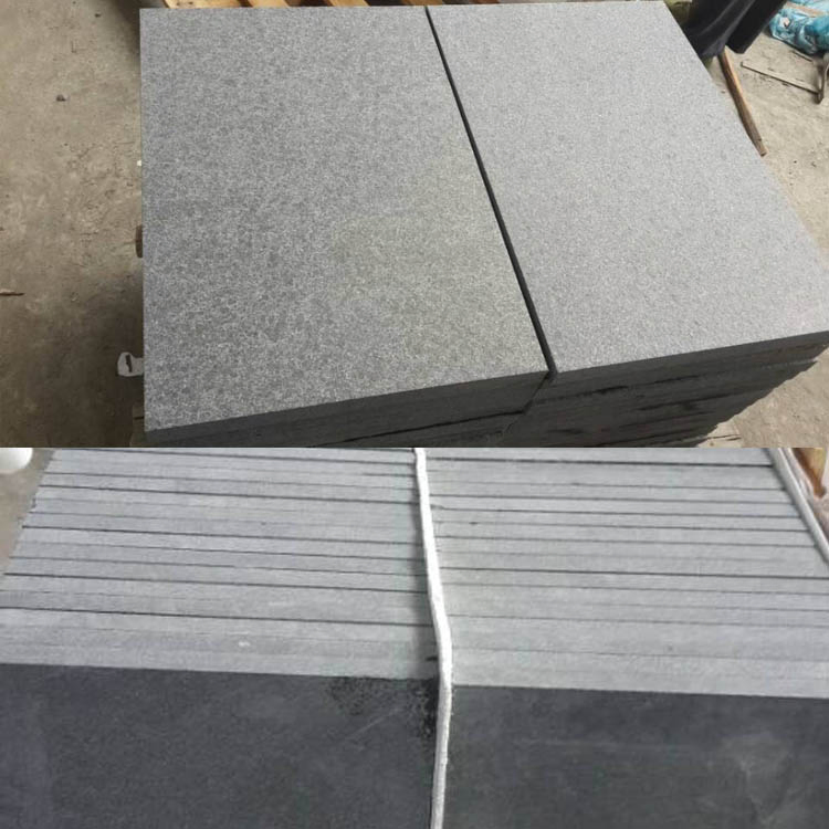 Factory Direct Anti-Slip Finish Flamed China G684 Black Pearl Granite Tiles for Patio Pavers