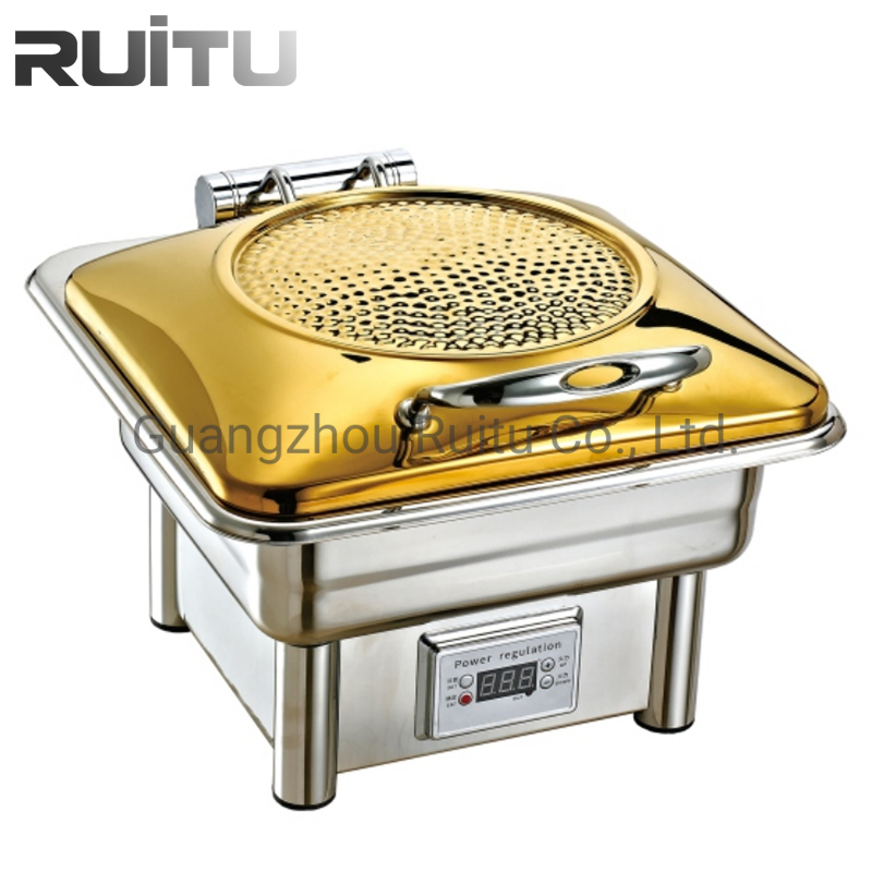 Restaurant Hotel Supply Products Food Warmer Gn Ceramic Pan Chafing Dish Gold Buffet Food Chafer