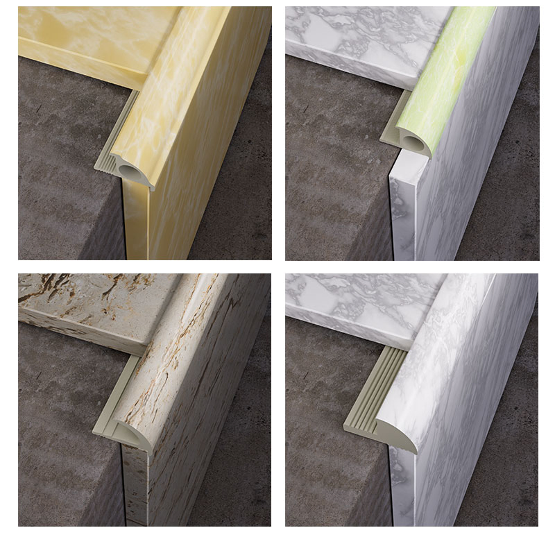 Foshan Rongyi Plastic Marble Texture Edge Decoration Ceramic Round PVC Tile Trim Angle for Wall Corner