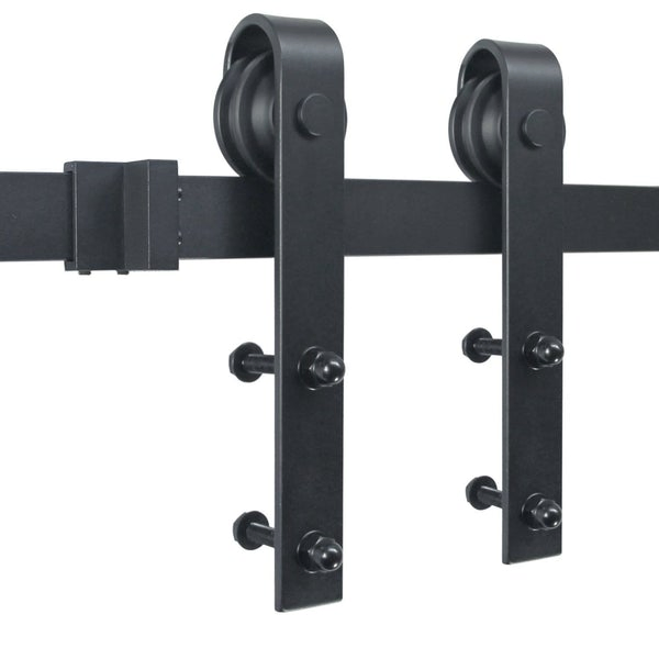 Security Hook Strap Satin Brass Rolling Iron Barn Door Hardware Kit