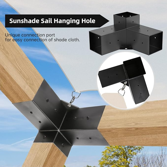 Gazebo Brackets Kit, Pergola Brackets Kit 4X4 3-Way Right Angle Corner Bracket