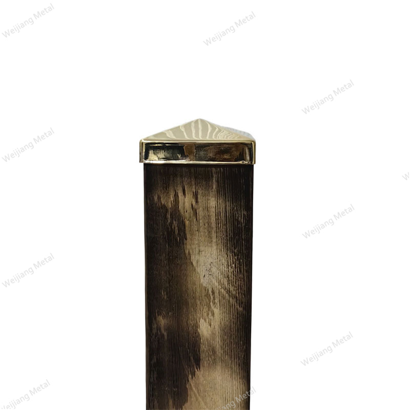 Yellow Copper Metal 4.5X4.5 Square Gate Wooden Fence Waterproof Fence Post Cap
