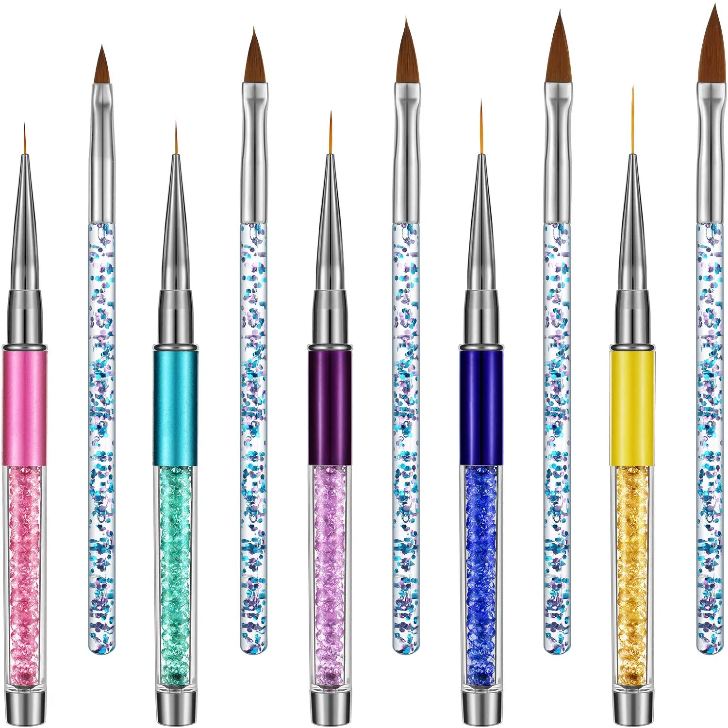 Popular 10 Pieces 3D Nail Art Brushes Set Nail Liner Nail Painting Design Pen Brushes