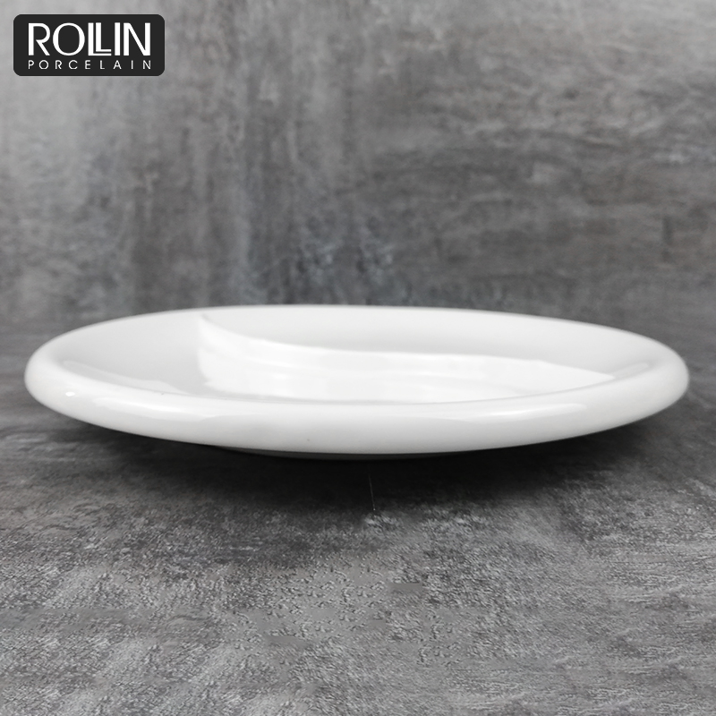 Chaozhou Factory Unique Design Ceramic Plate 2 in 1 Divided Plate