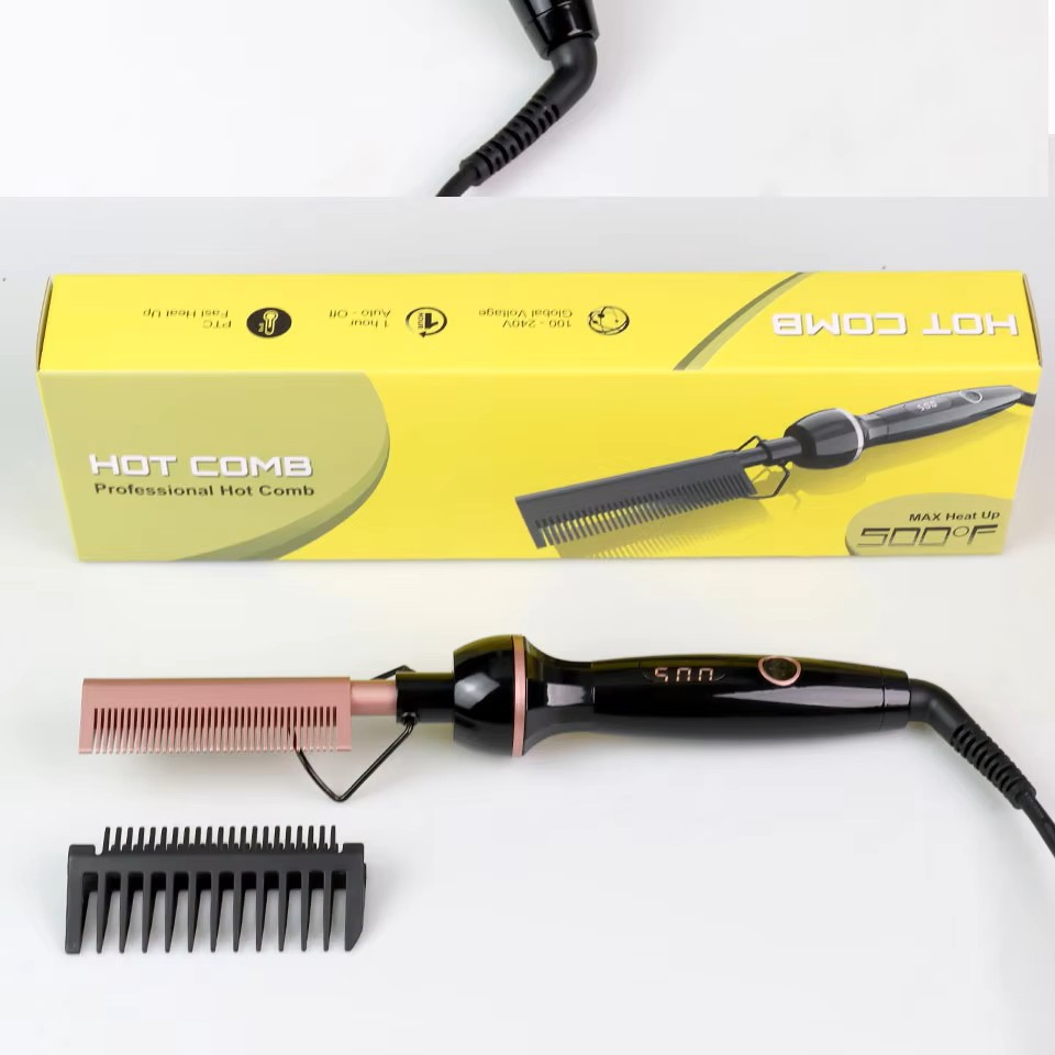 Electric Heated Copper Comb 2-in-1 Hair Straightener Multi-Functional Household Curling Comb