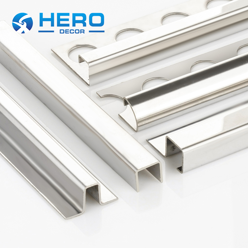 Corner Tile Trim Stainless Steel Sample 15-22mm Thickness Grade Carpet Waterproof Hero Metal Bath Seal Curved Triangle Shape Ceiling Strip