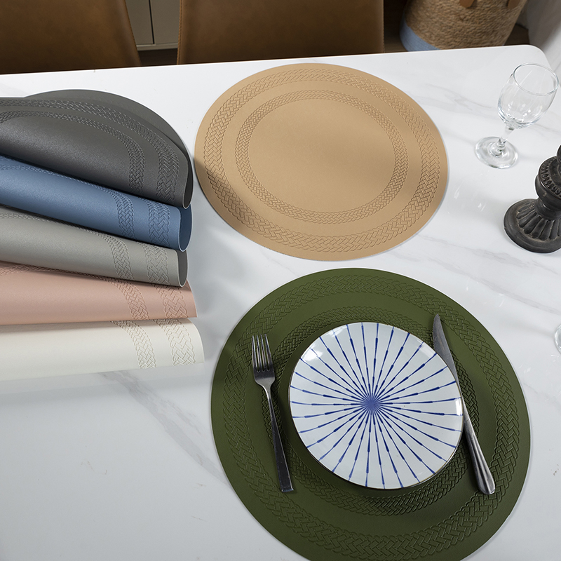 Wholesale Home Use Leather Custom Placemat PVC Round Dining Europe Market Table Mats