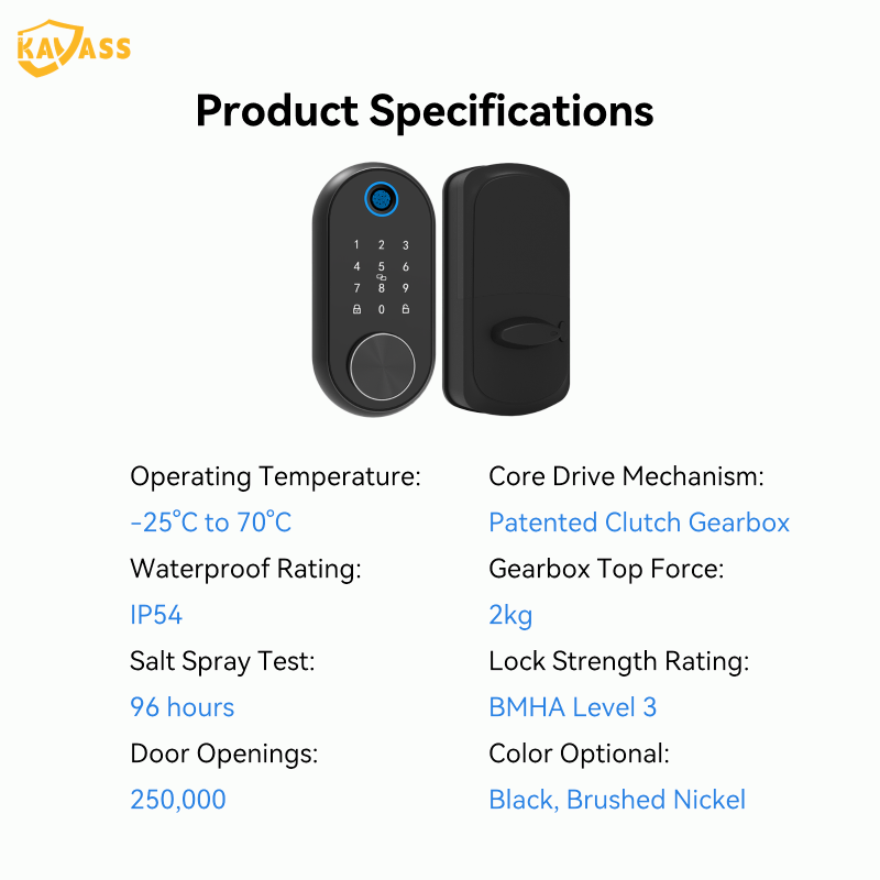 Kavass Multi-Function Smart Lock with Bluetooth Access and Fingerprint Security