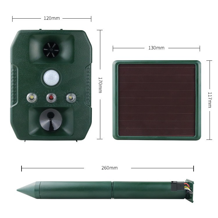 Outdoor Ultrasonic Animal Repeller Bird Dog Fox Repel Device with Solar Power