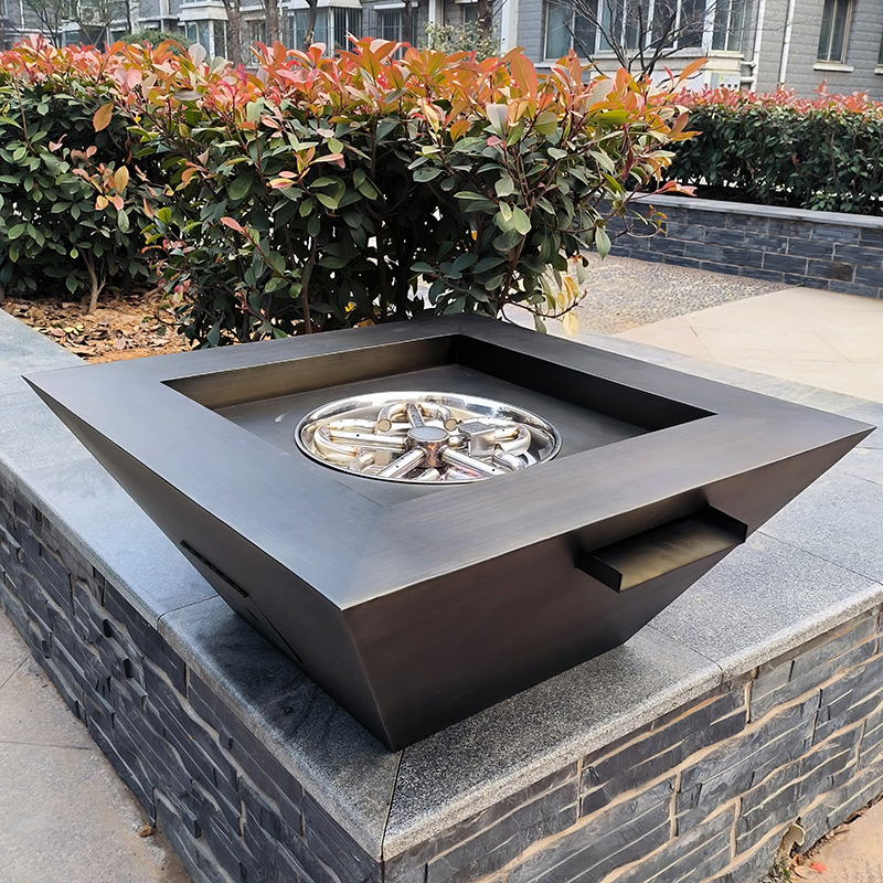 Stainless Steel Water Fire Bowls Outdoor Gas Fire Pit Waterfall