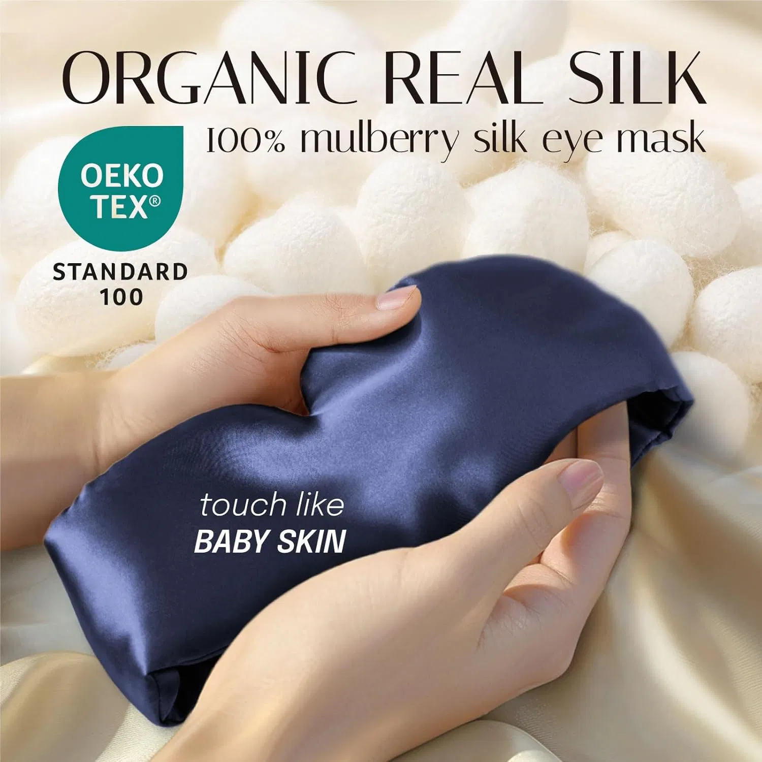 Eyelash Protecting Silk Sleep Mask Face-Hugging Padded Silk Cocoon Travel Natural Adjustable Silk Sleeping Eye Mask
