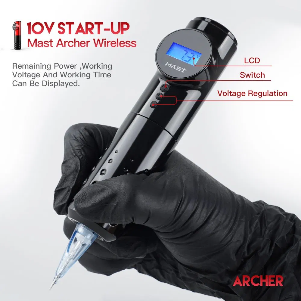 Mast Dragonhawk Wireless Tattoo Pen Rotary Machine with 2 Disposable Grips