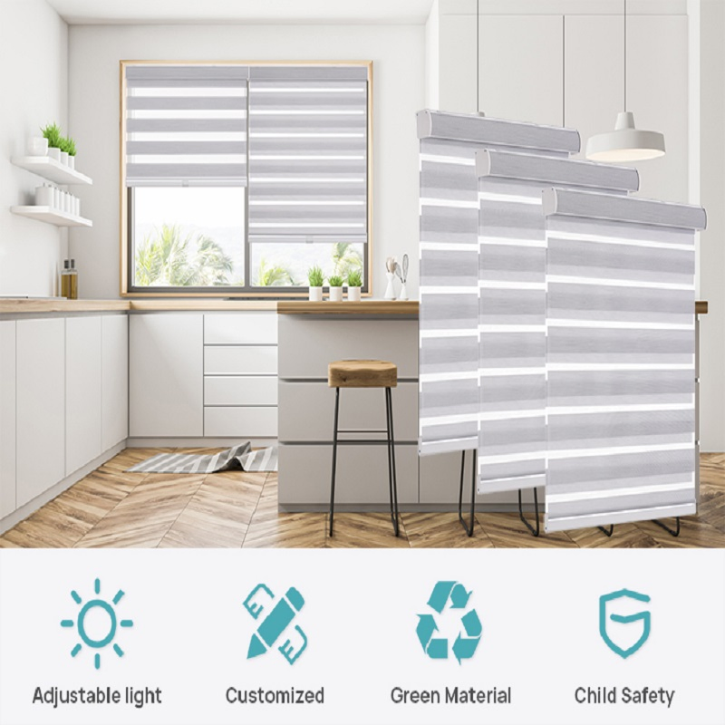 Custom Skylight Smart Automation Blind Motorized Curtains Cordless Blind WiFi Zebra Shades