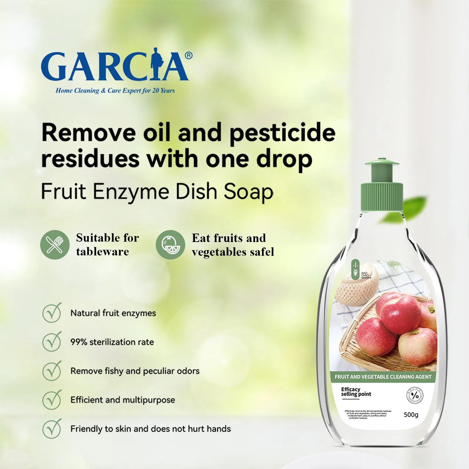 Eco-Friendly Kitchen Cleaner Lemon Scented Dishwashing Liquid Concentrated Enzyme Detergent