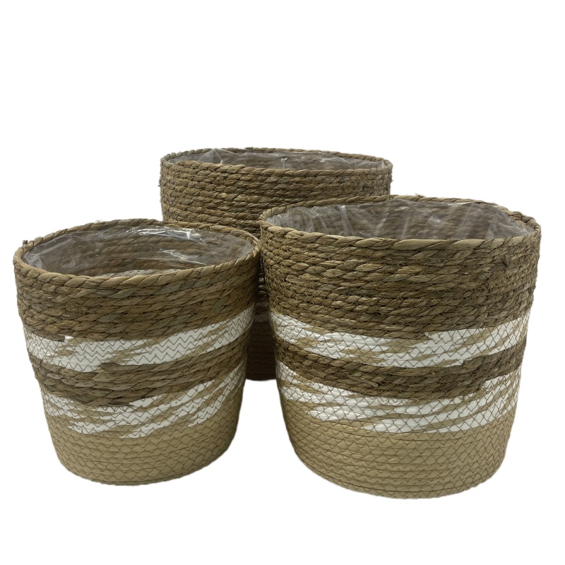 Eco-Friendly Woven Grass Baskets Flower Pot Covers, Green Plant Decorative Sets, Woven Grass for Stylish Plant Decor
