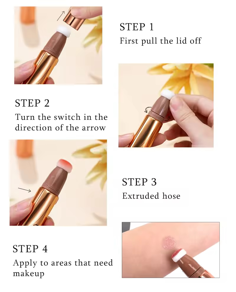 Liquid Foundation Face Makeup Concealer Highlighter Blusher Concealer Foundation Stick Set with Cushion Applicator Attached