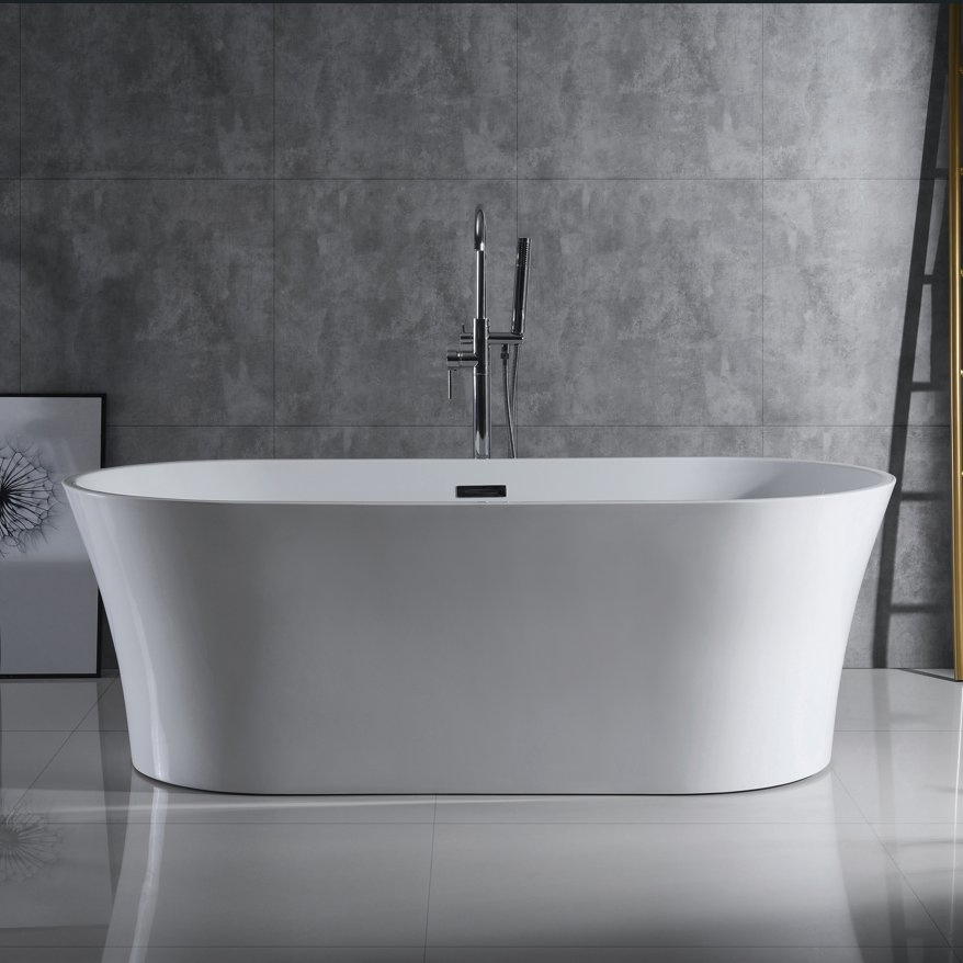 Акриловая отдельностоящая ванна с переливом