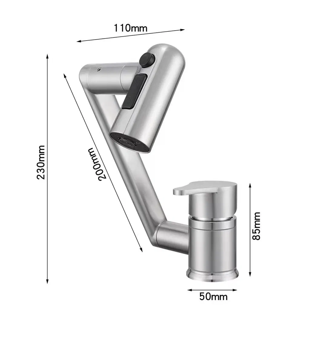 Gun Metal Foldable Kitchen Sink Faucet 304 Stainless Steel 360 Degree Swivel Waterfall Kitchen Faucet