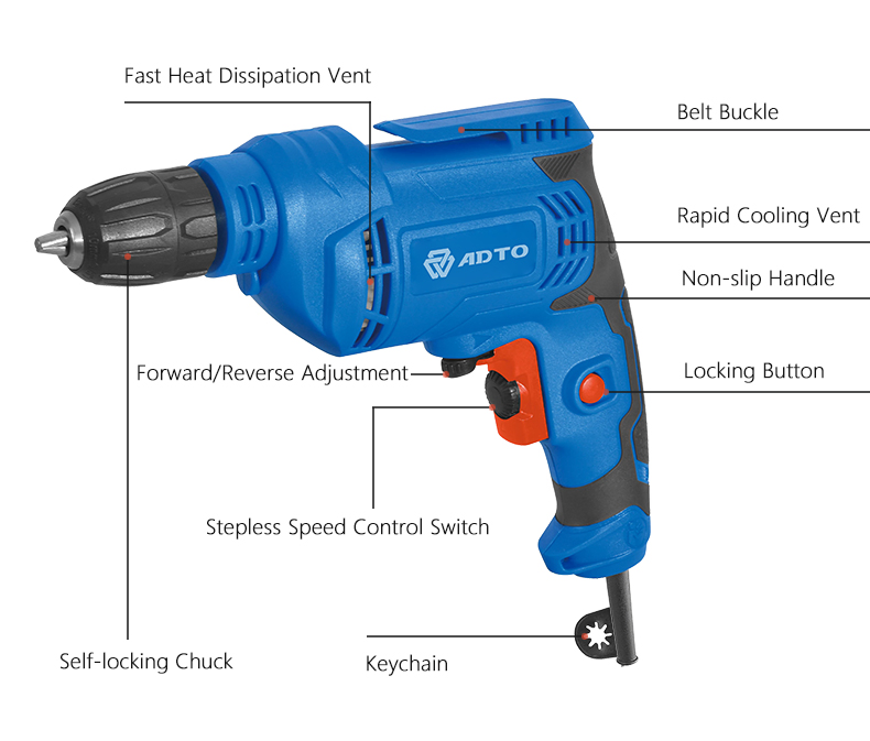 CE Certificate High Quality 6110A 450W 220V Hand Power Tools Corded Electric Impact Drill Machine Electric Drill
