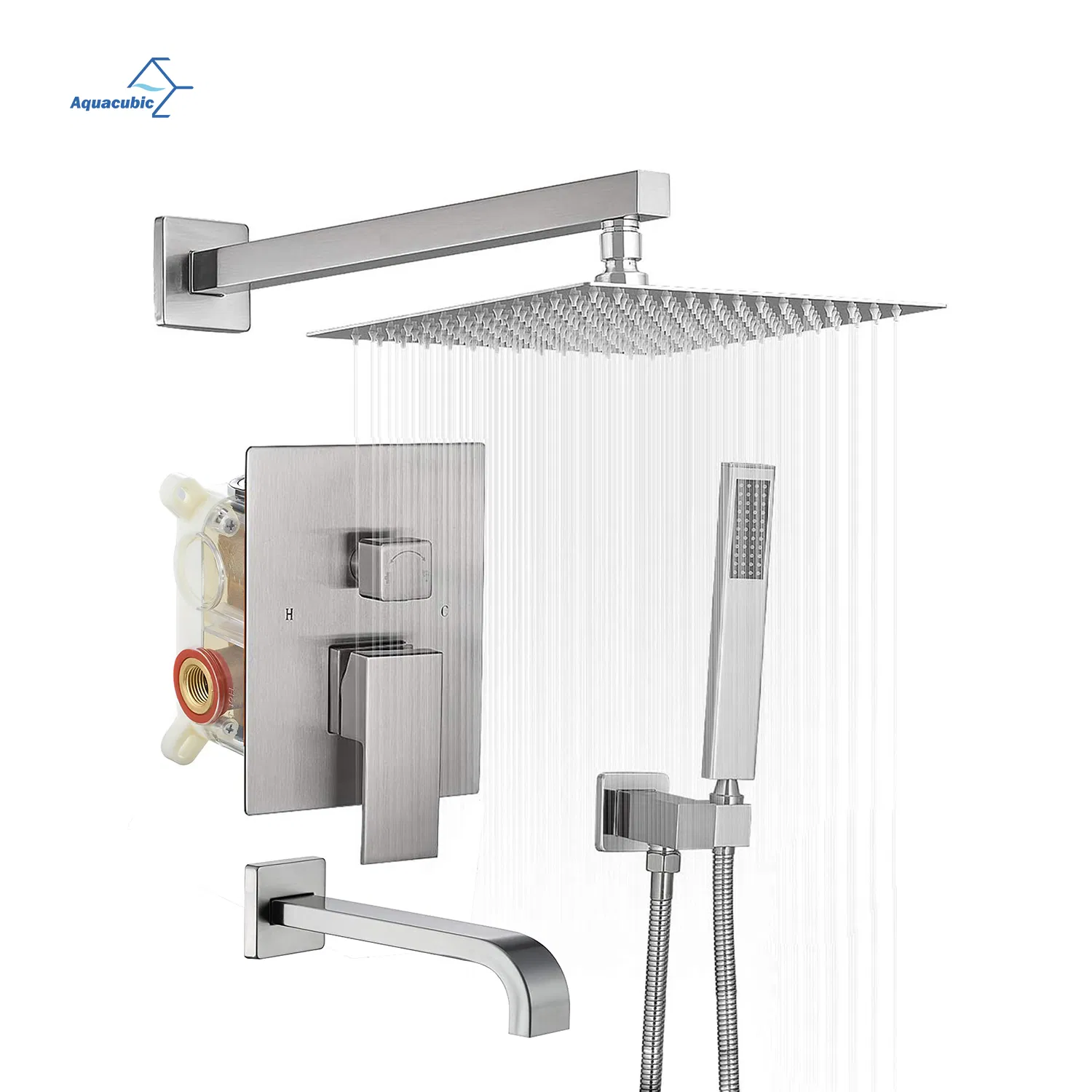Luxury Cupc Hidden Wall Concealed Rain Shower Mixer Set System Bathroom Large Rain Shower Heads Cabesal De Ducha