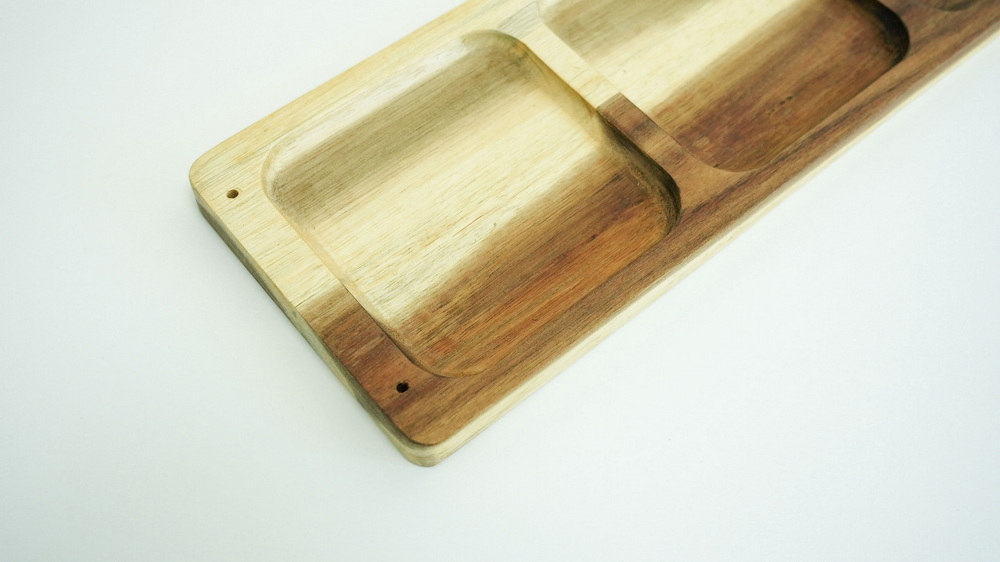 Three Compartments Divided Wooden Serving Dish Sauce Dish