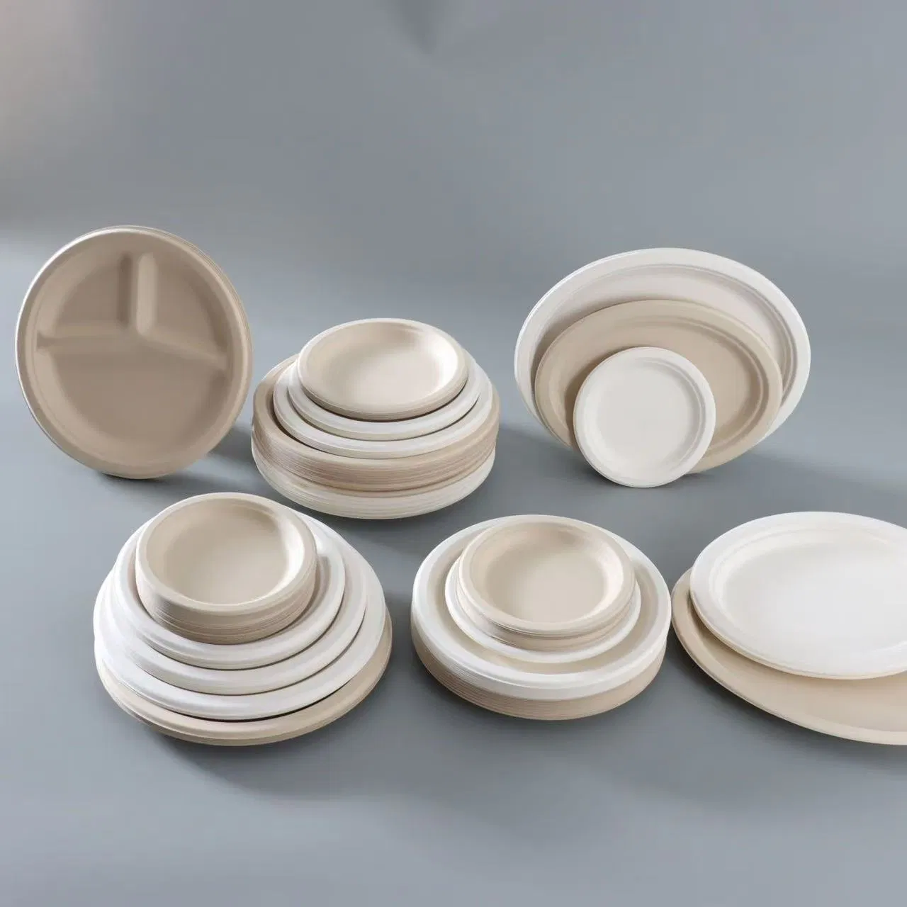 High Quality Biodegradable Disposable 9 Inch Sugarcane Plates for Restaurants Free Sample Paper Dishes with Lid Accessory