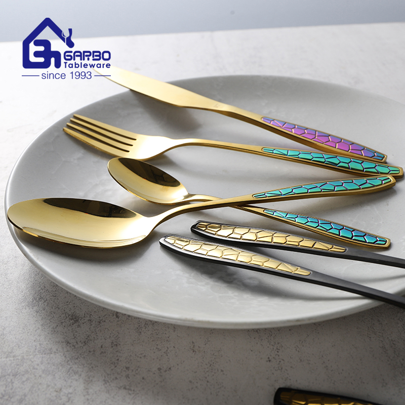 Brazil Hot Black PVD Stainless Steel Dinner Knife Set Food Garde Table Knife Rainbow Colored Cutlery Flatware Cutlery Table Knife Utensil Set