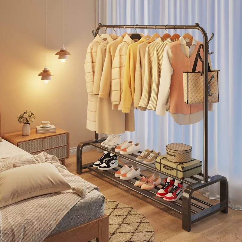 Houseware Clothes Rack Single Pole Floor-Standing Clothes Dry Rack