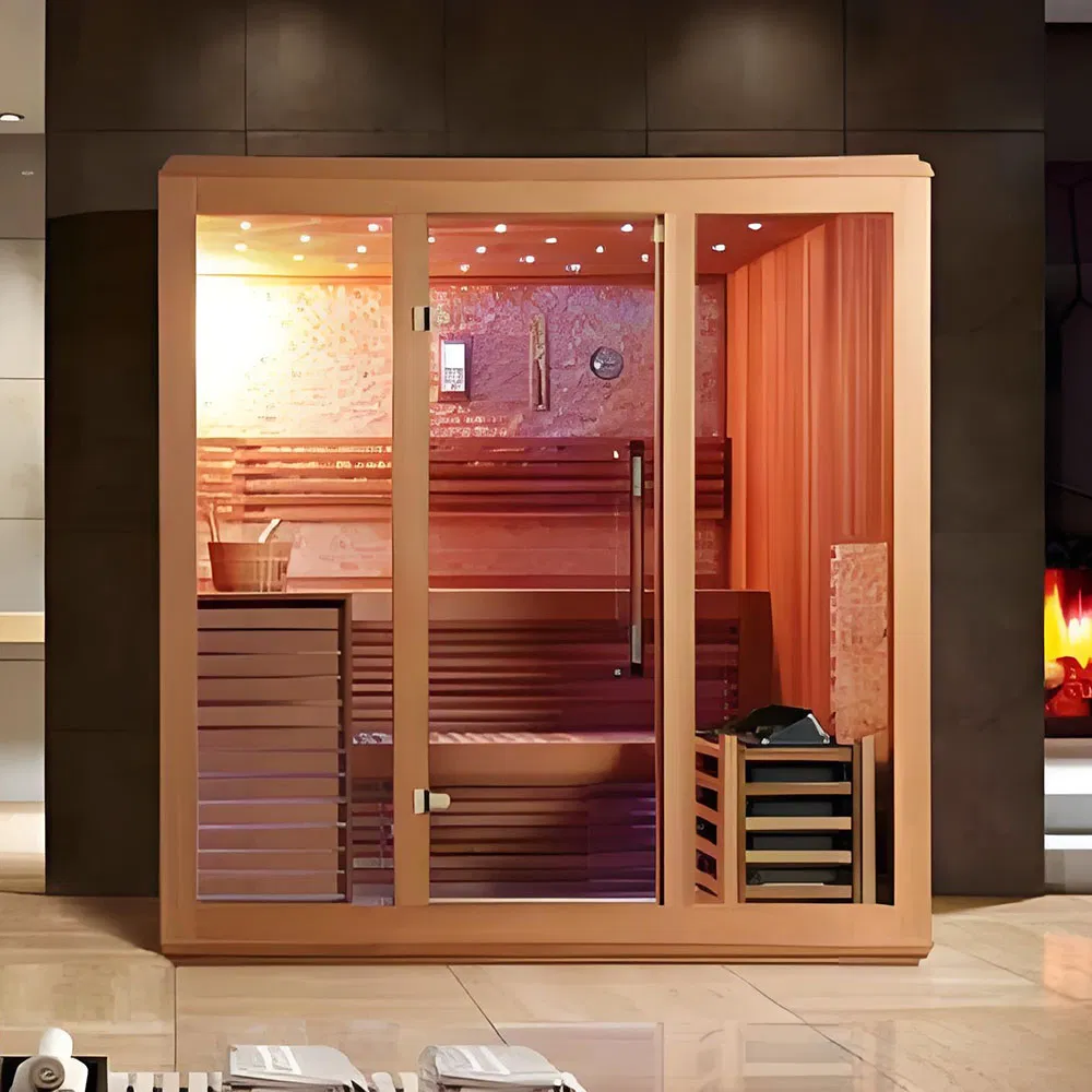 Квадратная сауна для дома с электроподогревом