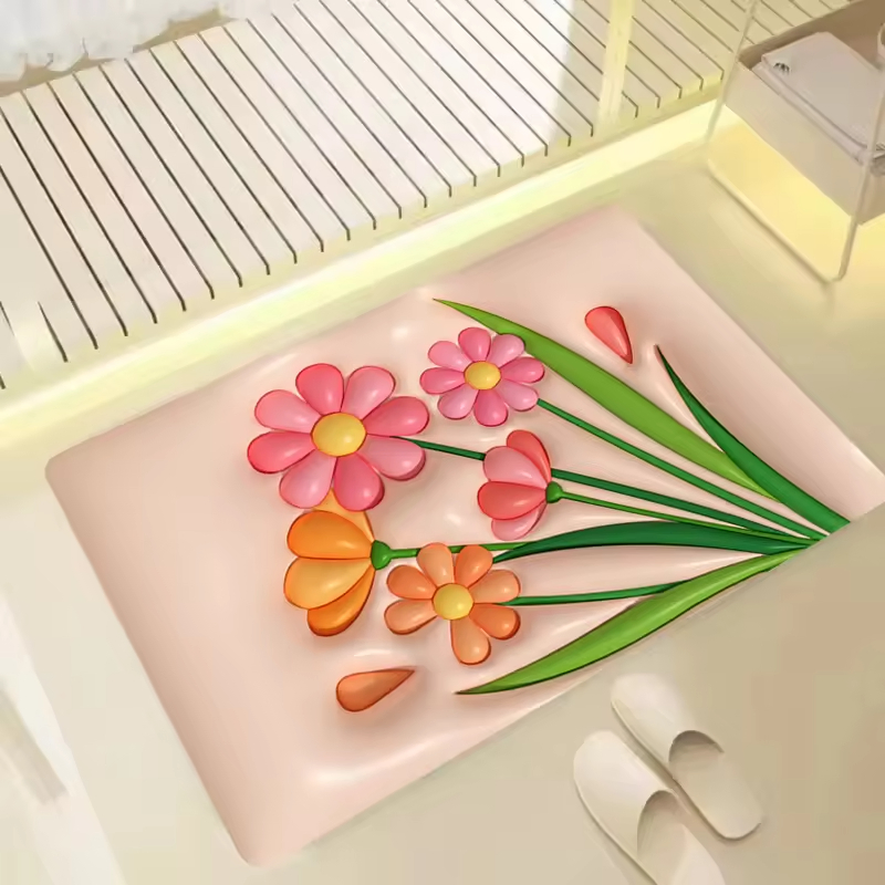 Wholesale 3D Printing Bath Mat Custom Diatom Bathroom Floor Mat Diatomite Bath Mat