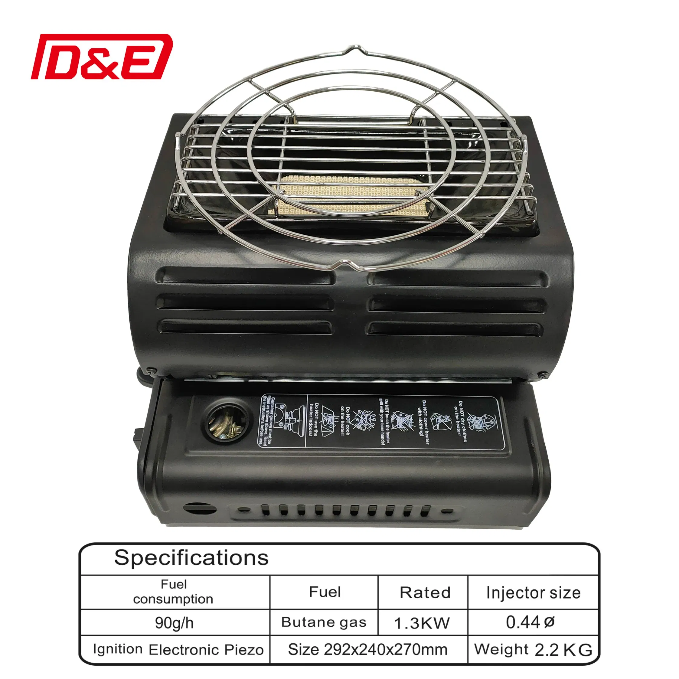 Портативный газовый обогреватель 1.3 кВт, черный