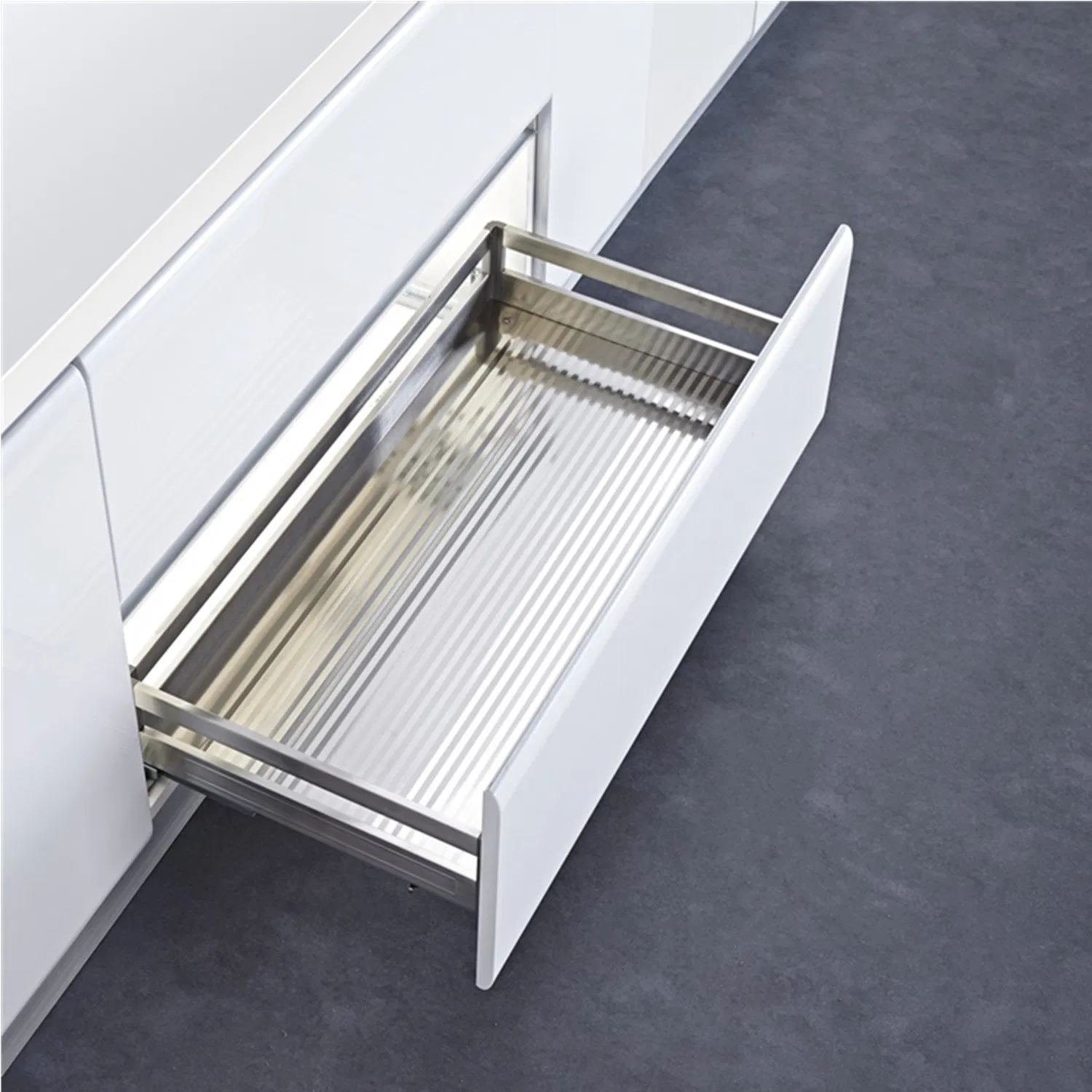 Kitchen Storage and Base Cabinet Good Quality Stainless Steel Soft Closing 3 Side Stove Drawer Basket (H1KGS008G)