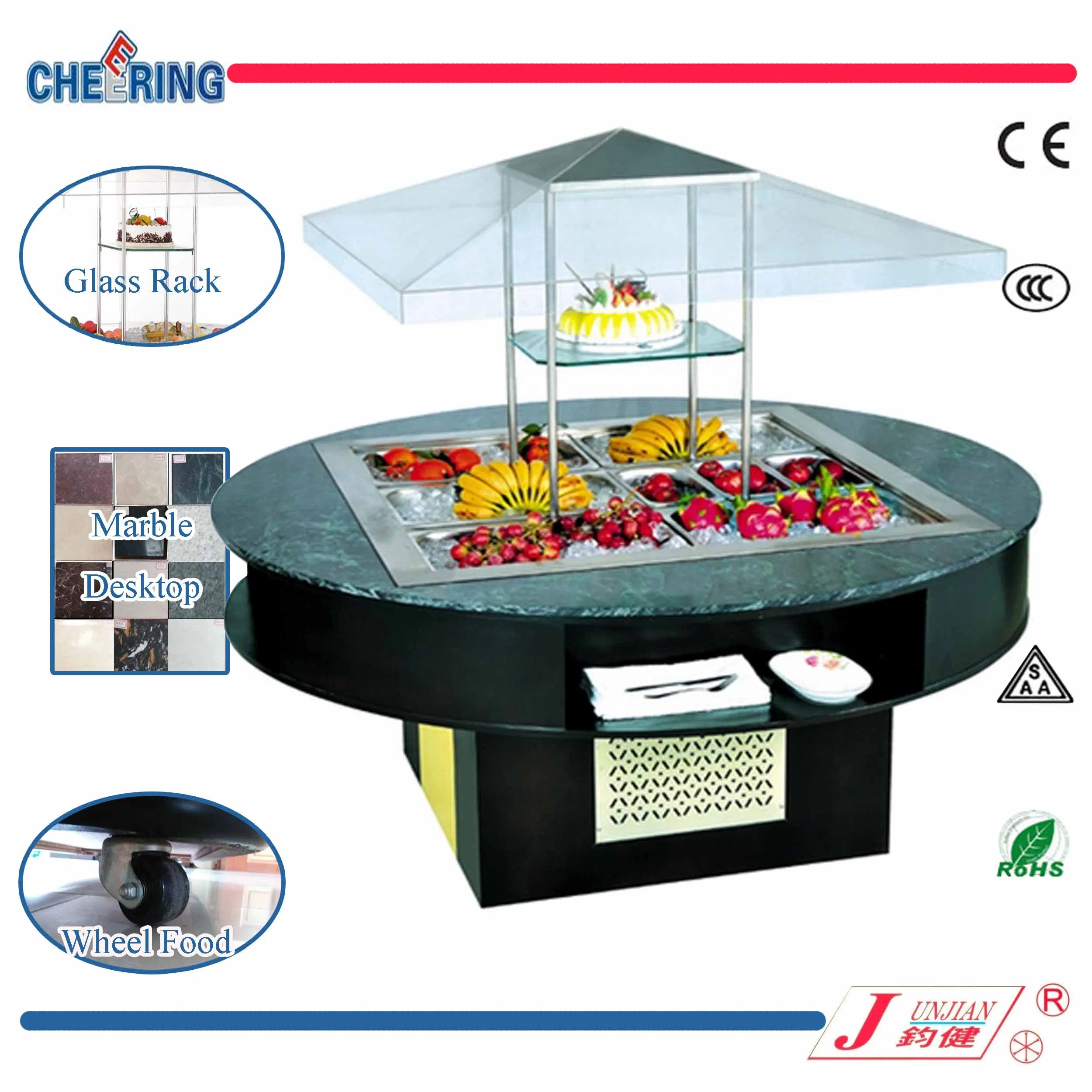 Premium Round Marble Salad Bar Cooler with CE Certification