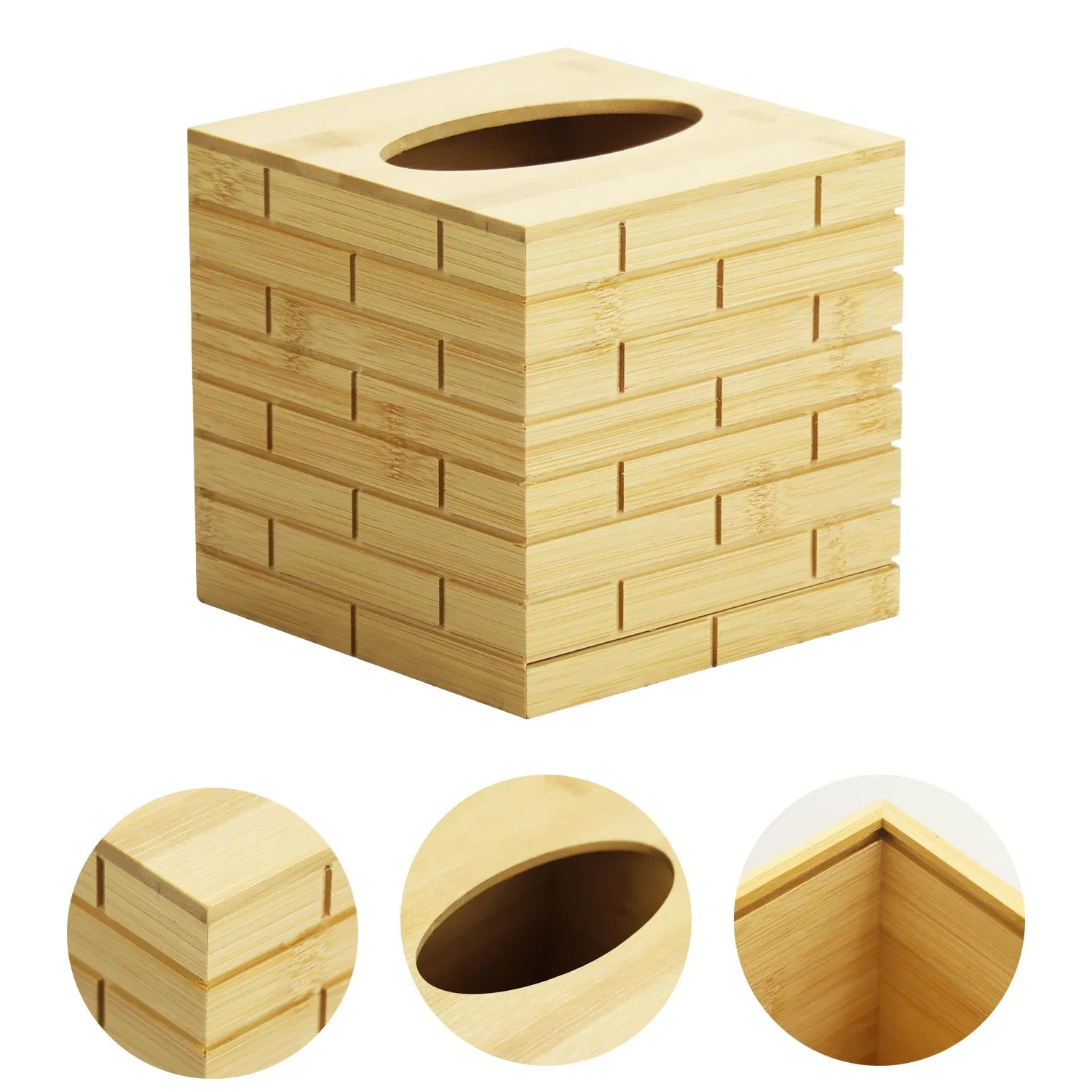 Creative Desktop Wooden Bamboo Bottom Tissue Box Household Wood Simple Napkin Storage Box