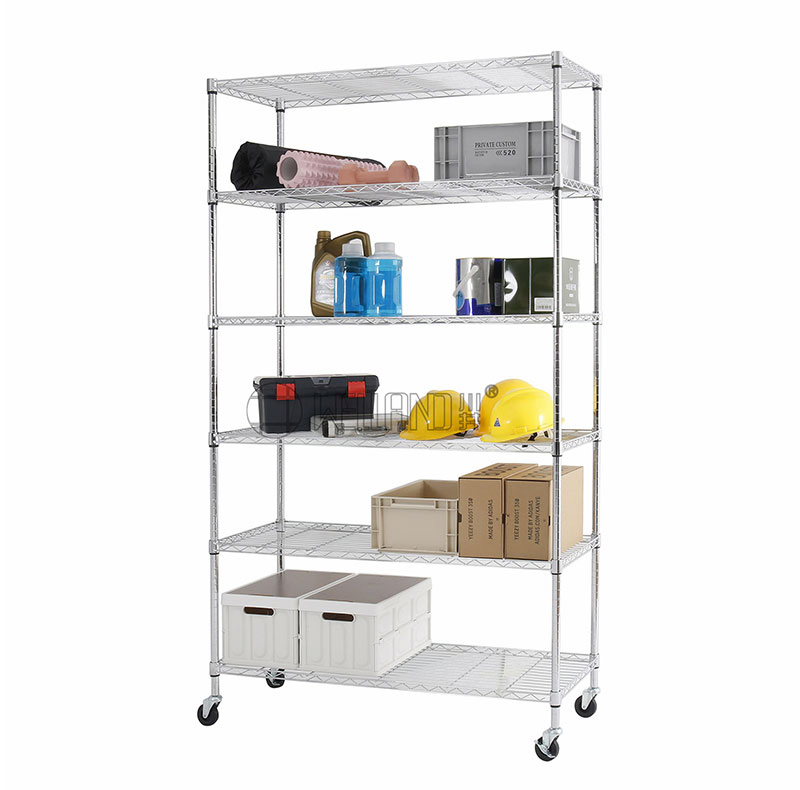 Стеллаж 6-ярусный металлический на колесах