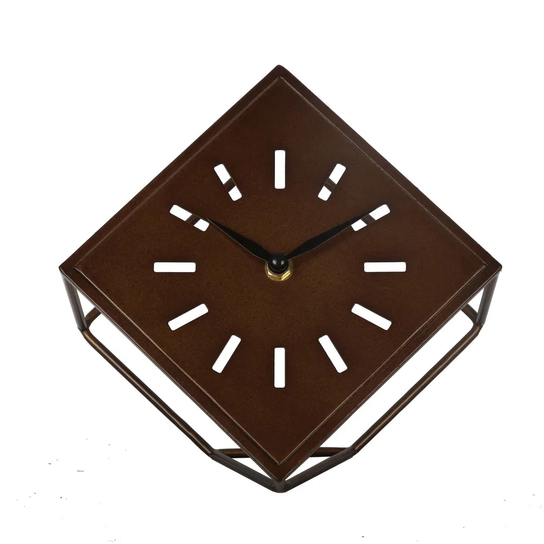 Cooper Color Hollowout Scale Special Shaped Iron Table Clock
