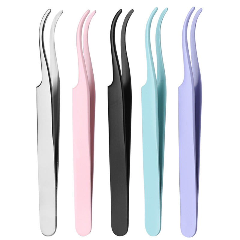 Stainless Steel Makeup Eyelash Extension DIY Volume Lash Fanning Dolphin Nose Tweezers