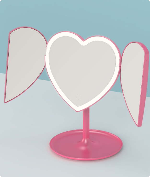 Trifold Touch Screen Love Three Open Desktop Home Decoration LED Mirror