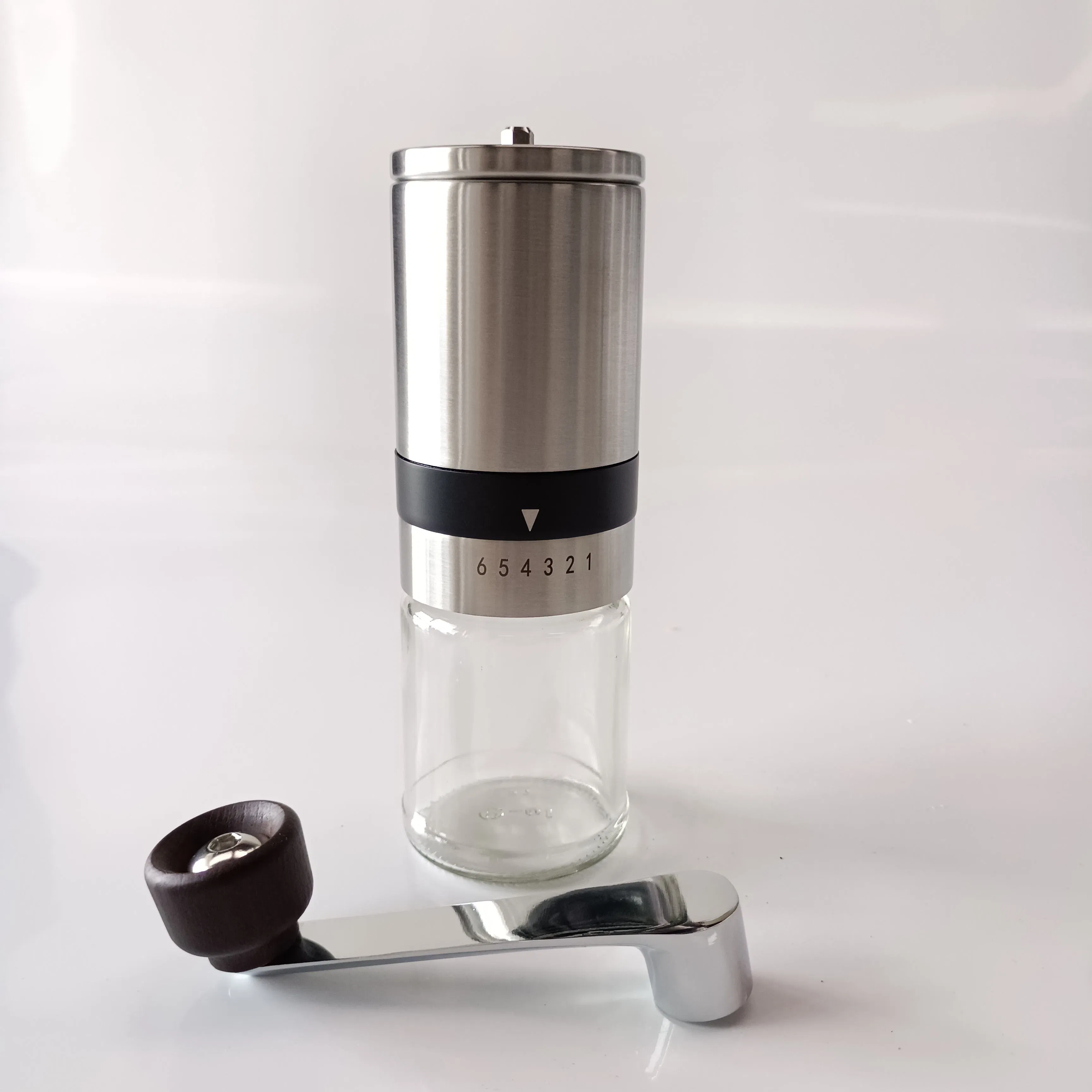 New Popular Household Espresso Coffee Maker with Grinder Steel Bur Glass Jar Mini Manual Coffee Grinder