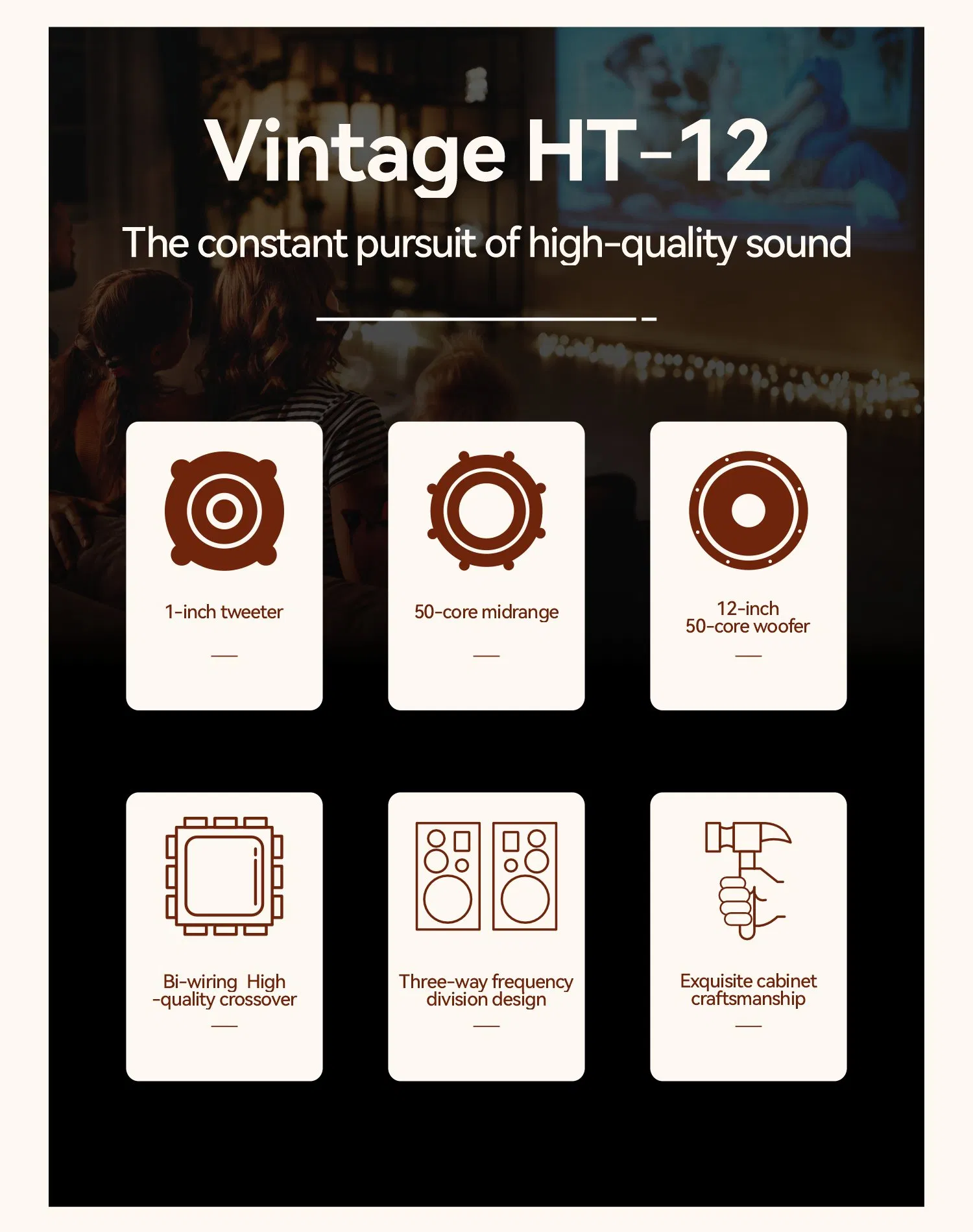 Wholesale Pricing Vintage Style Premium Audio Professional Speaker for Living Room Hi-Fi Listening