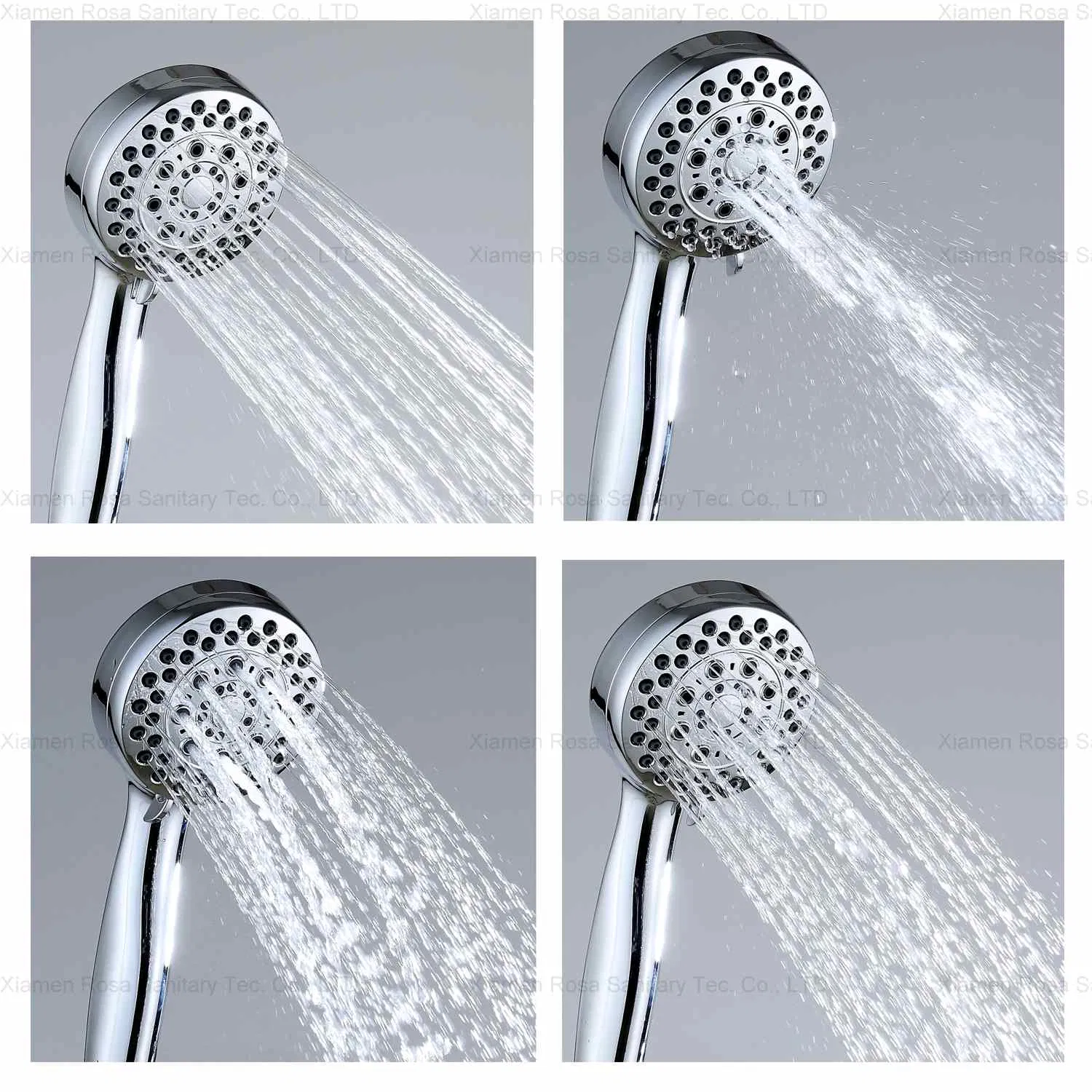 Bathroom Fittings Rainfall Shower Head 5 Functions Classic High-Pressure Wall Shower C21152, Chrome Face and Back Shell