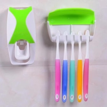 Bathroom Automatic Toothpaste Dispenser Set with 5 Toothbrush Holder B536