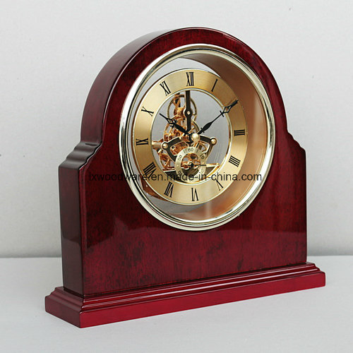 Rosewood Glossy Wooden Skeleton Clock