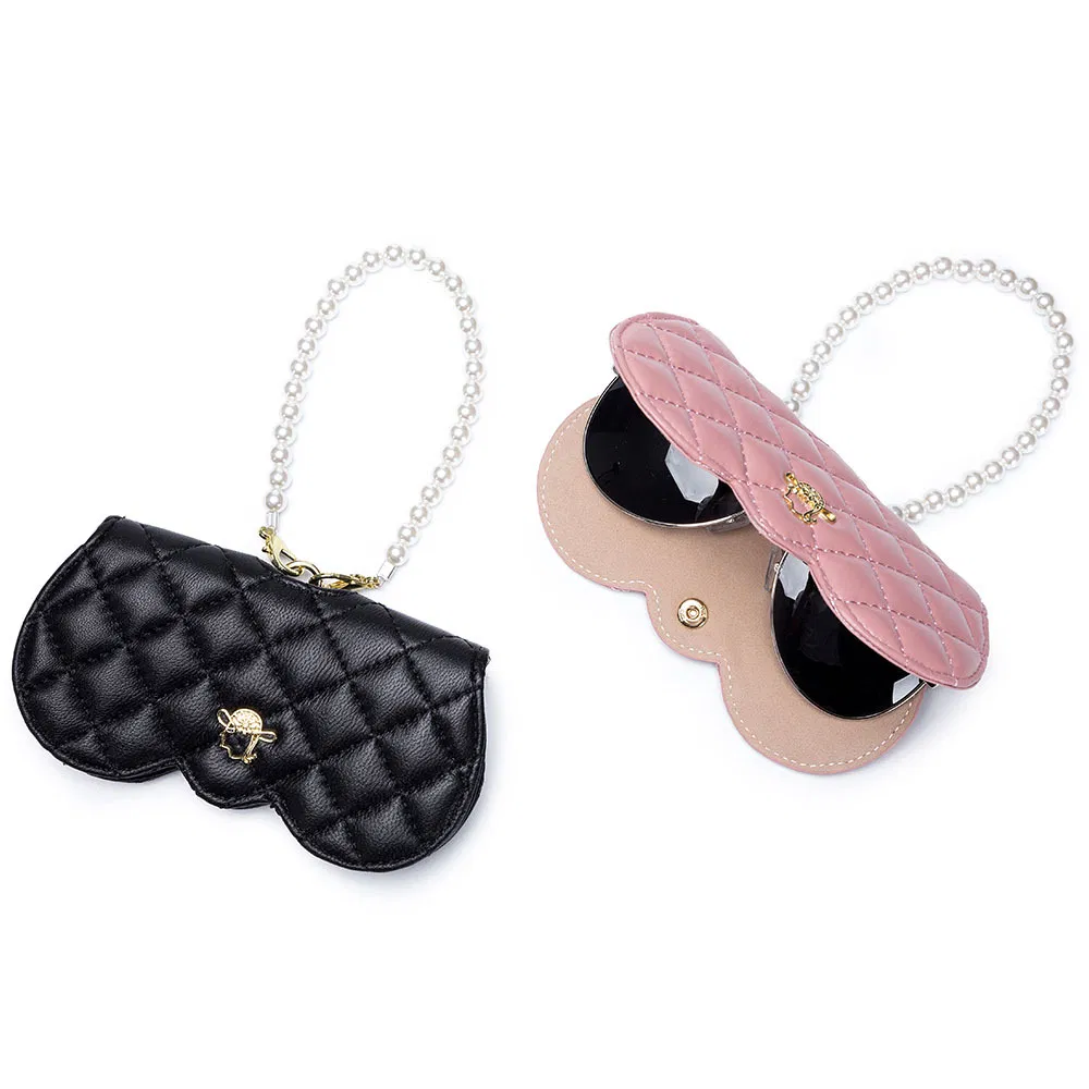 Portable Hangable Sunglasses Bag for Street, Genuine Leather Sunglasses Protective Cover Ins Fashion Glasses Bag