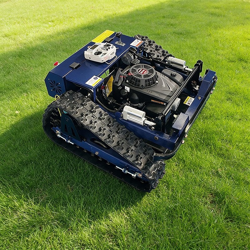 9HP Heavy Vegetation Robotic Remote-Controlled Lawn Mower with 55cm Cutting Swath, Utilizing a Robust 224cc Loncin Engine with Electric Start Ignition.