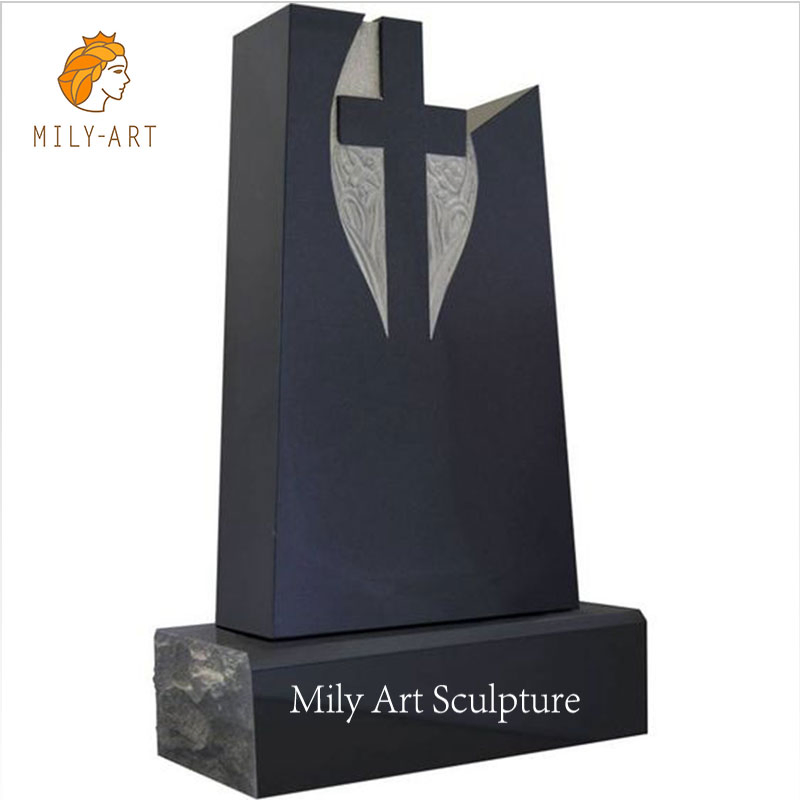 Simple Granite Headstone with Carving Feather Granite Monuments