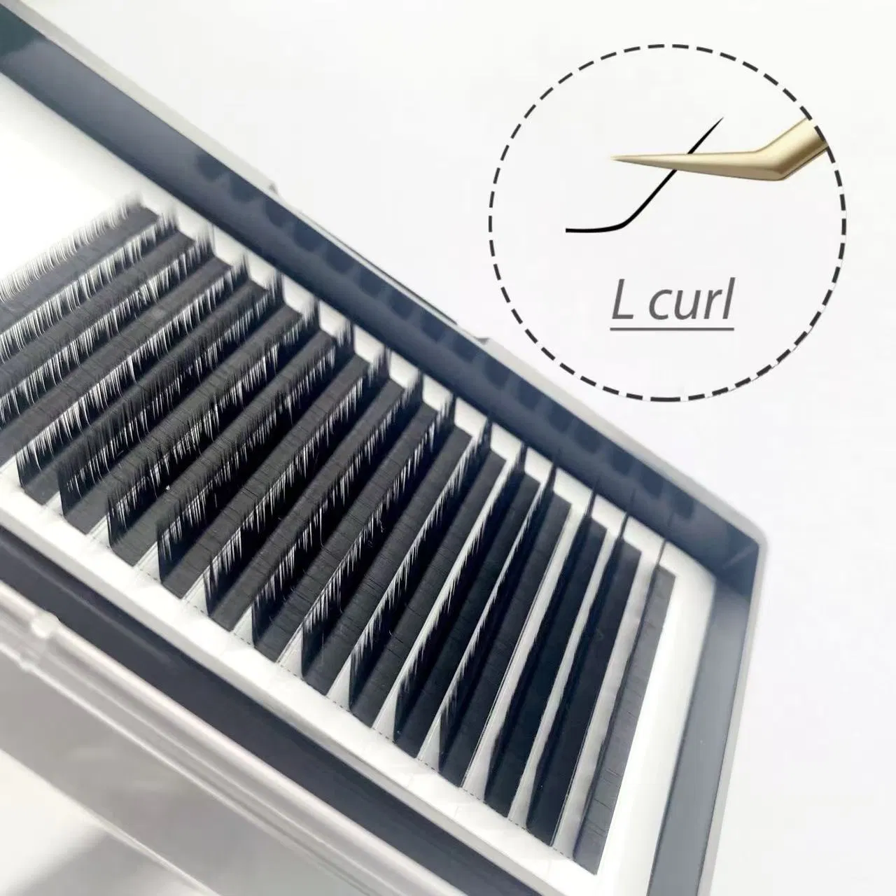 Ld/Lu (M) /N Curl 12rows False Eyelash Extensions Mink Black Material 8-15mm